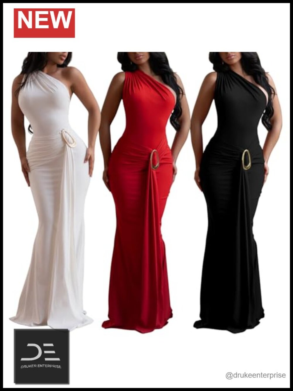 One Shoulder Backless Bodycon Ruched Maxi Dress - Picture 4 of 6